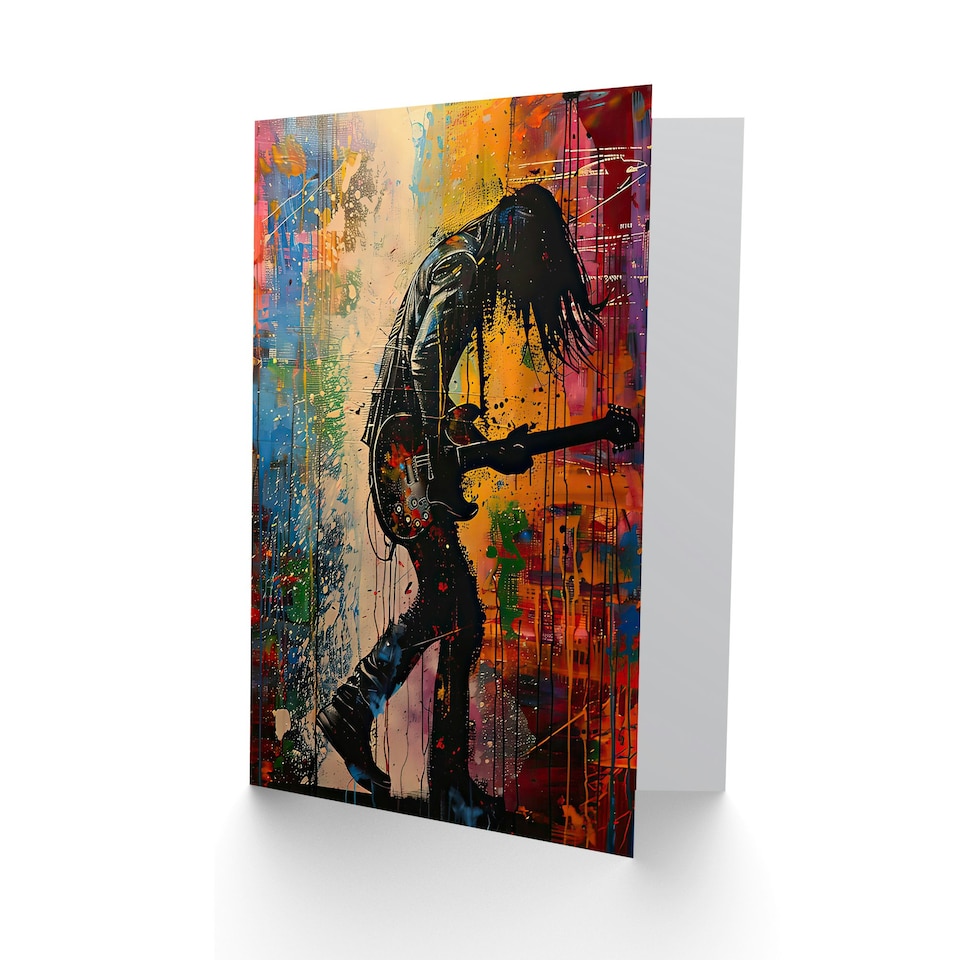 image 1 of Grunge Rock Music Guitarist Colourful Him Her Birthday Card