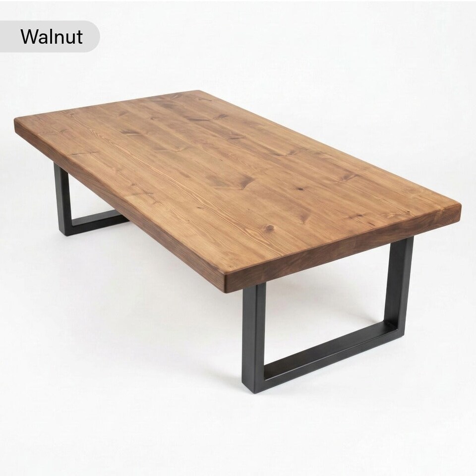 image 1 of Chunky & Sturdy Handmade Wooden Coffee Table - Walnut