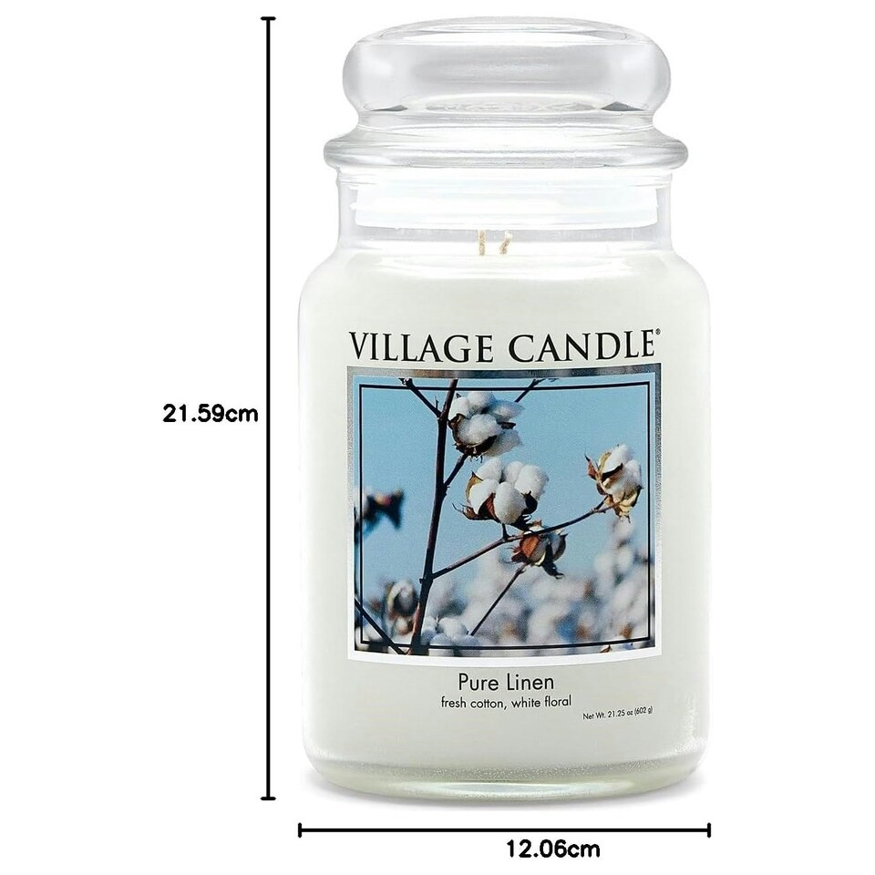 image 1 of Village Candle Large Jar Candle Pure Linen White | One Size