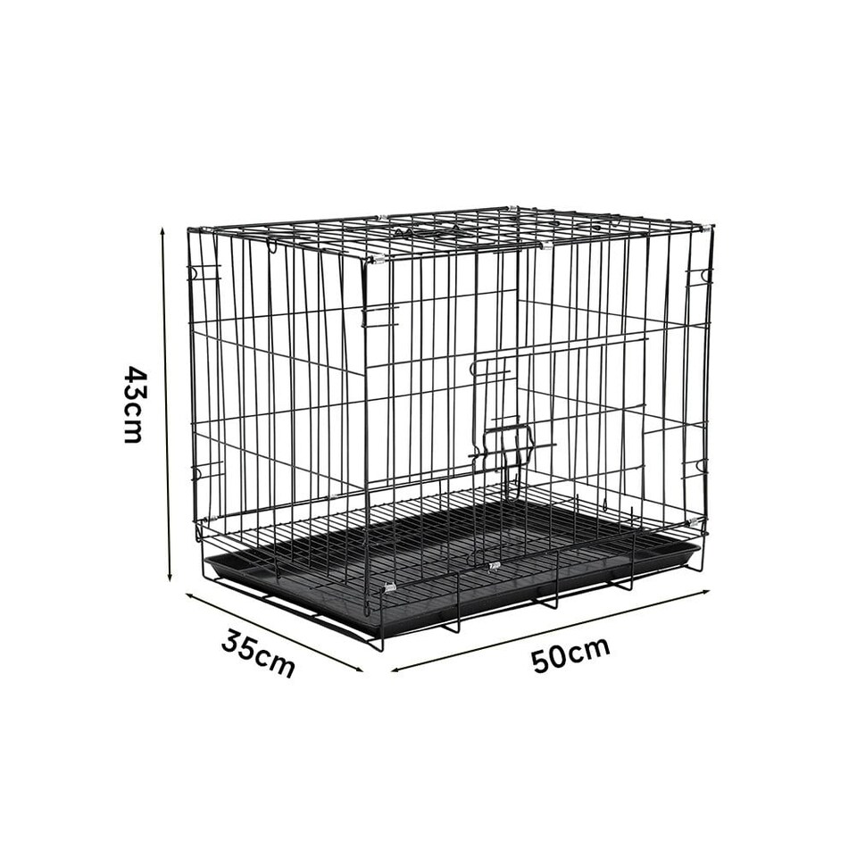 image 1 of Living and Home Wire Dog Crate with 2 Doors and Tray, 50x35x43cm
