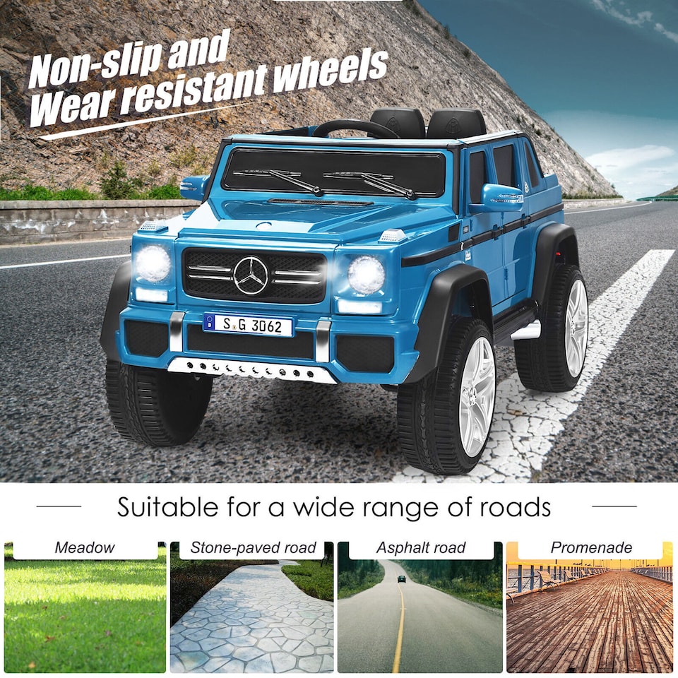 image 1 of COSTWAY Kids Car Licensed Mercedes Benz Toy Car Blue