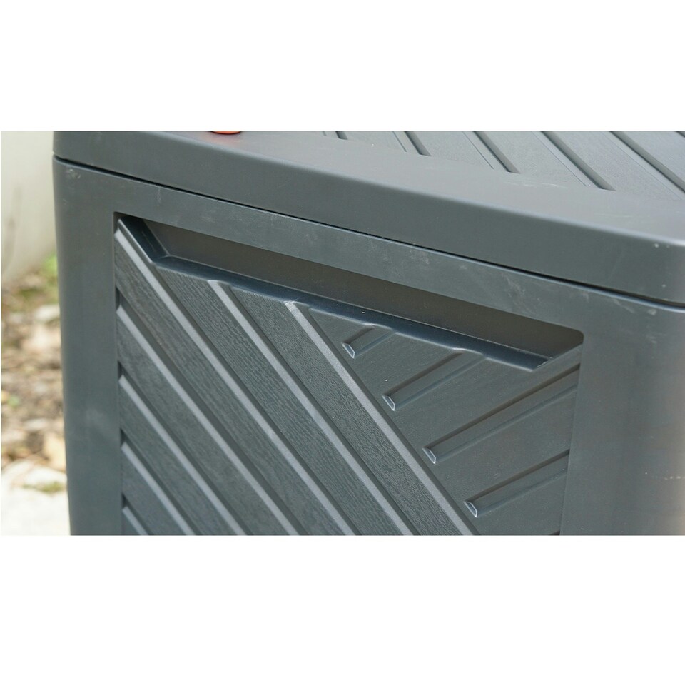 image 1 of Plastic 120L Storage Box Garden Outdoor Shed Deck Utility Cushion Chest Truck Black