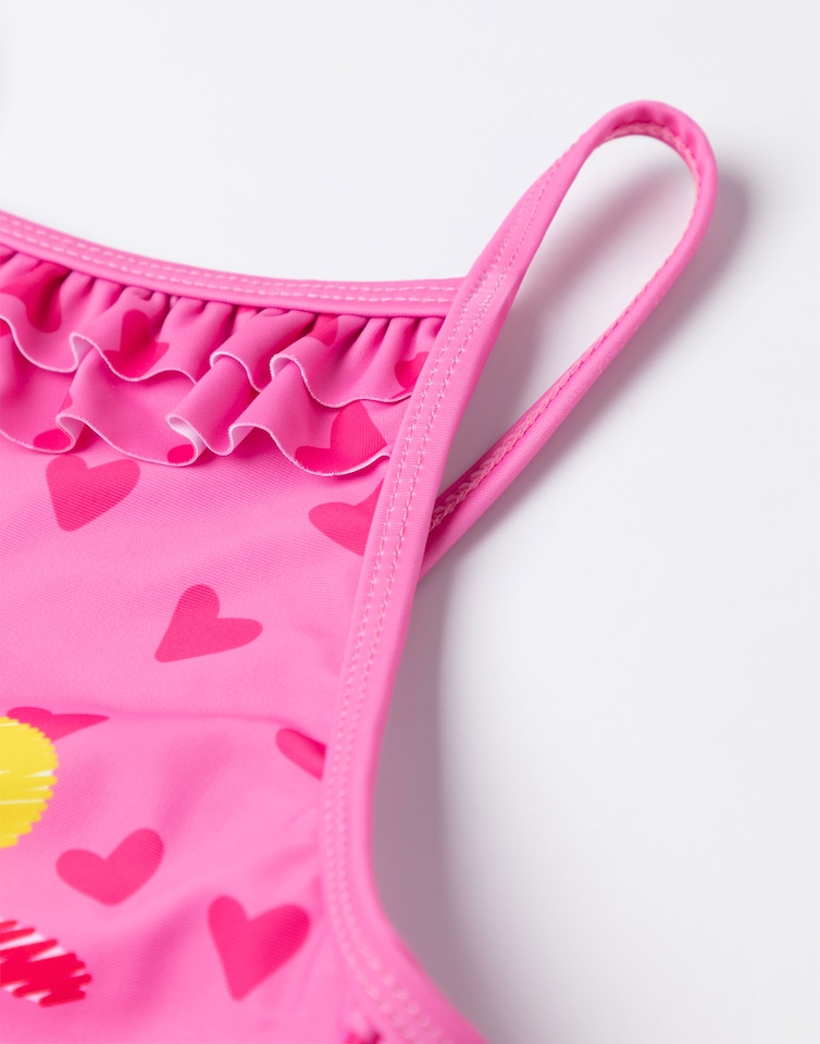 image 1 of Peppa Pig Girls Swimsuit & Hooded Towel Poncho | Kids Pink Swimming Costume and Towelling Robe | Gift For Children 4-5 Years