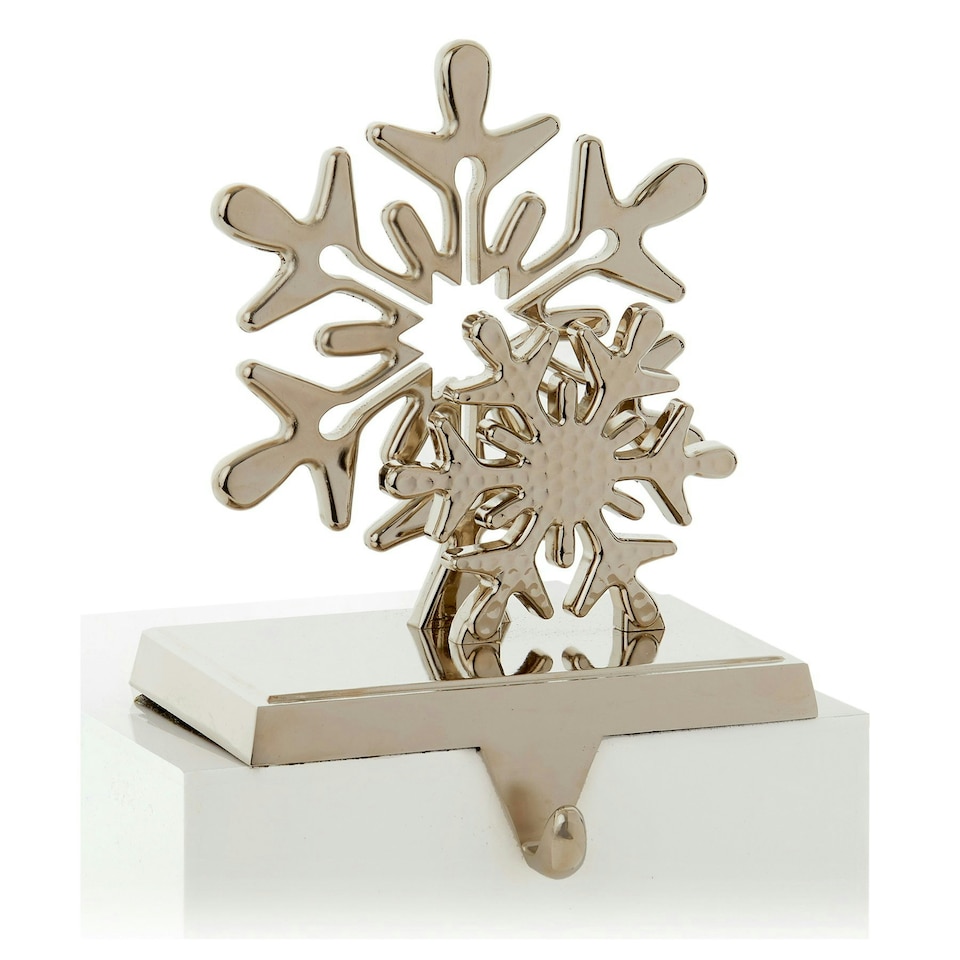 Premier Christmas Stocking Hanger Metal Silver Snowflake 18cm