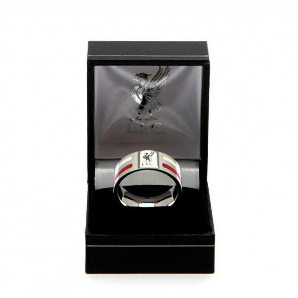 image 1 of Liverpool FC Colour Stripe Ring - Silver/Red/White - Large