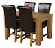 image 1 of Kuba 125x80cm Chunky Oak Small Dining Table and 4 Washington Leather Chairs | Brown | Brown