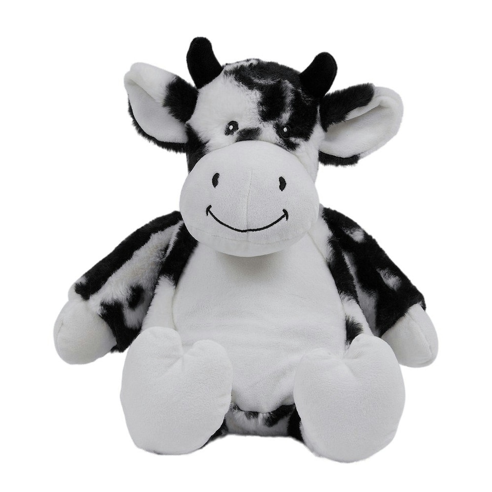 image 1 of Mumbles Zippie Cow Plush Toy - White/Black - 32cm