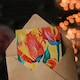 image 3 of Greeting Card Vibrant Orange Tulip Flowers Floral Oil Painting