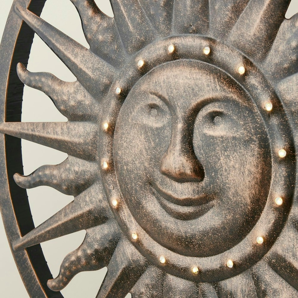 image 1 of ValueLights Solar Powered Outdoor Apollo Sun Wall Art Garden Fence Ornament Light
