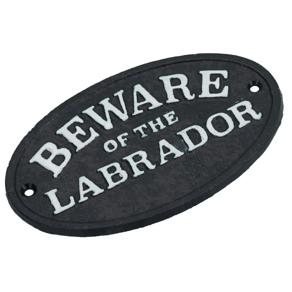 image 1 of Beware the Labrador Dog Black Cast Iron Sign Plaque Door Wall House Gate Post