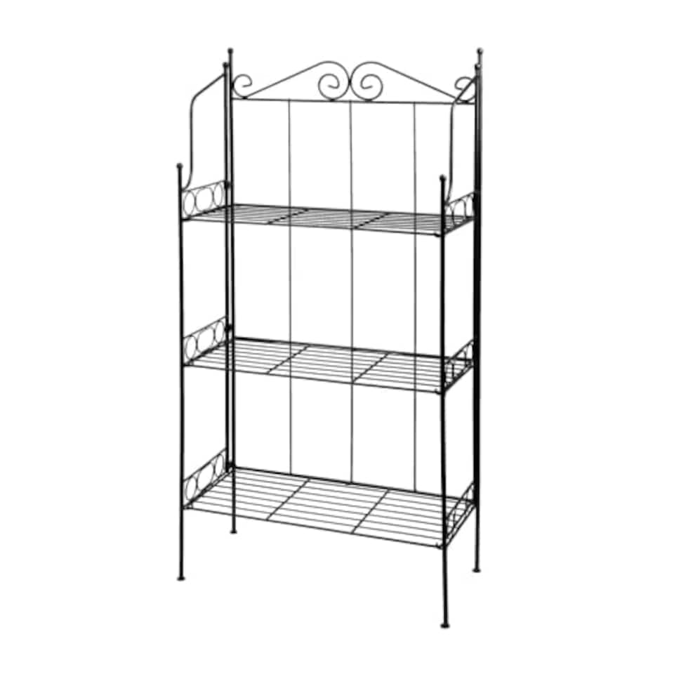 image 1 of Large Black Steel Folding Etagere Black