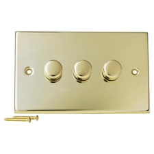 Volex Crabtree Brass Gold 3-Gang Dimmer Light Switch