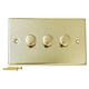 image 1 of Volex Crabtree Brass Gold 3-Gang Dimmer Light Switch
