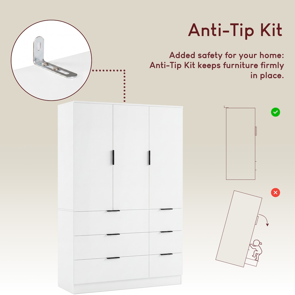 Vida Designs Trega Tall 3 Door 4 Drawer Large Wardrobe Storage Unit ...