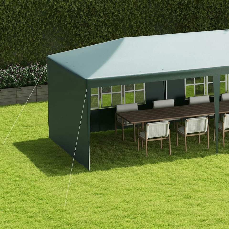 image 1 of Outsunny 9m x 3m Outdoor Garden Gazebo Wedding Party Tent Canopy Marquee Green