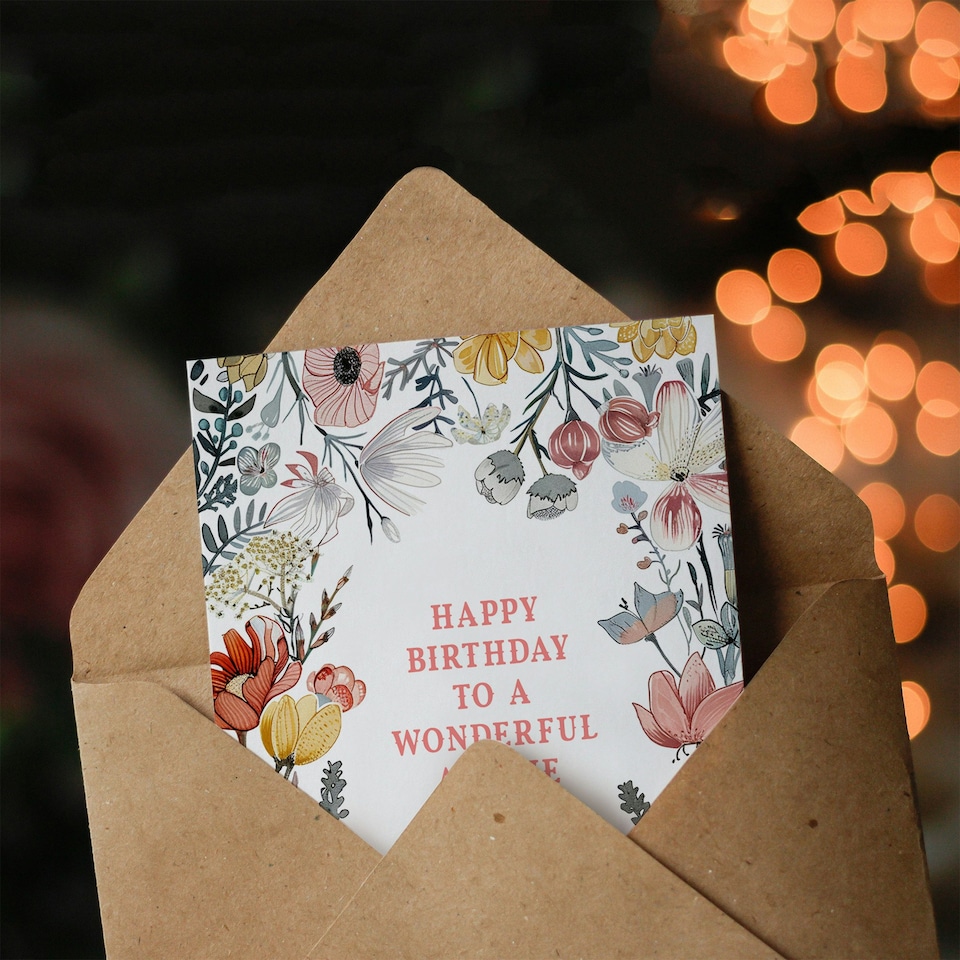 image 1 of Meadow Floral Blooms Plants Garden Flowers Birthday Her Auntie Card