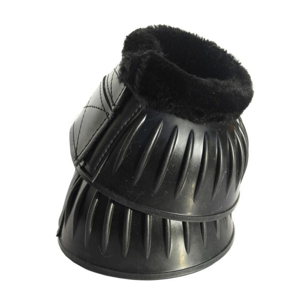 image 1 of Rhinegold Fleece Trim Overreach Boot Black | Colour: Black/Black
Size: Medium