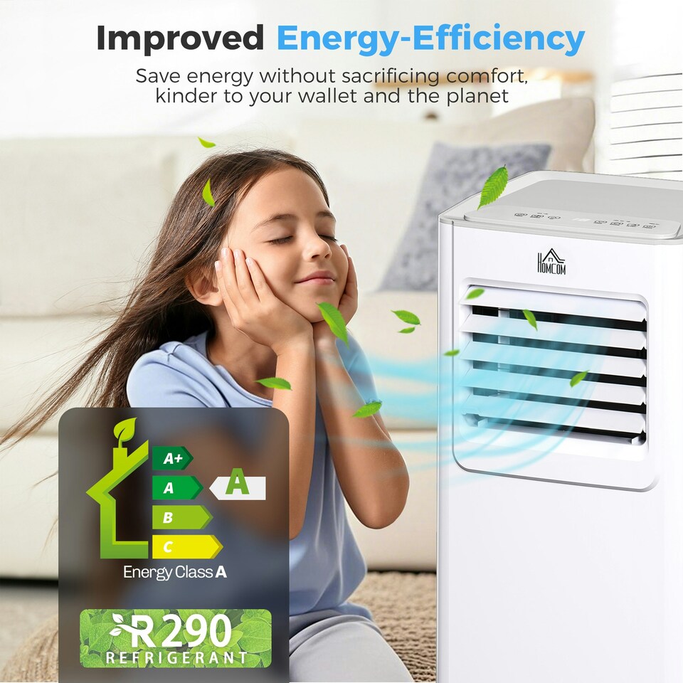 image 1 of HOMCOM 7000 BTU Mobile Air Conditioner Indoor Portable AC Unit w/ RC, White