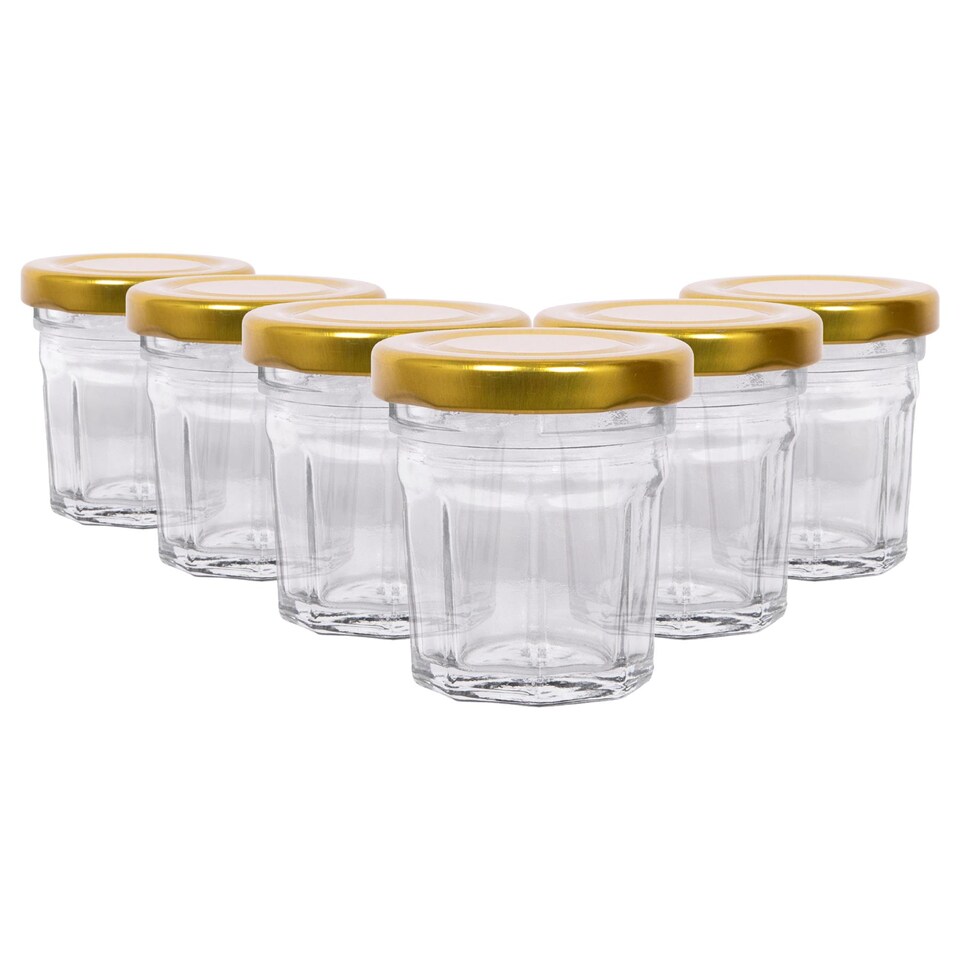 image 1 of Argon Tableware Glass Jam Jars with Lids - 42ml - Pack of 6
