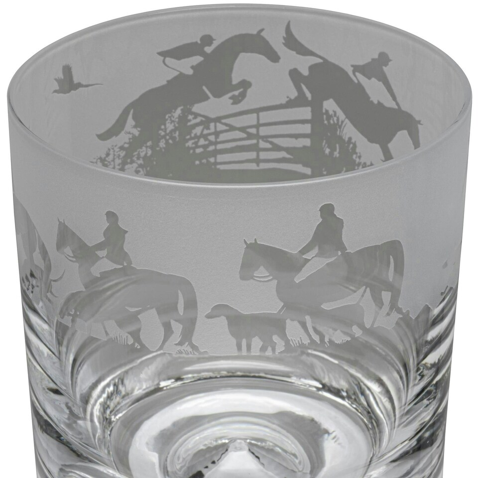 Animo Glass Whisky Tumbler Etched Glass Hunting