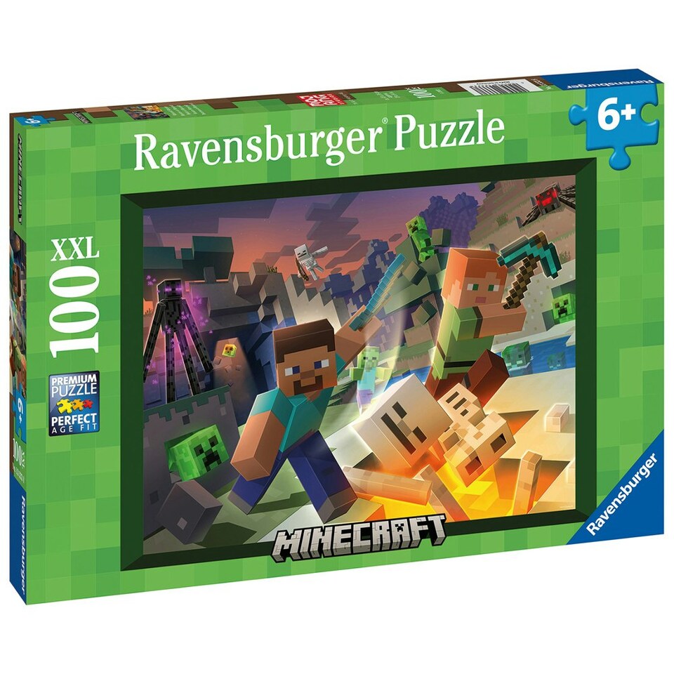 image 1 of Ravensburger Minecraft Monster Jigsaw Puzzle XXL 100 Piece for Ages 6+