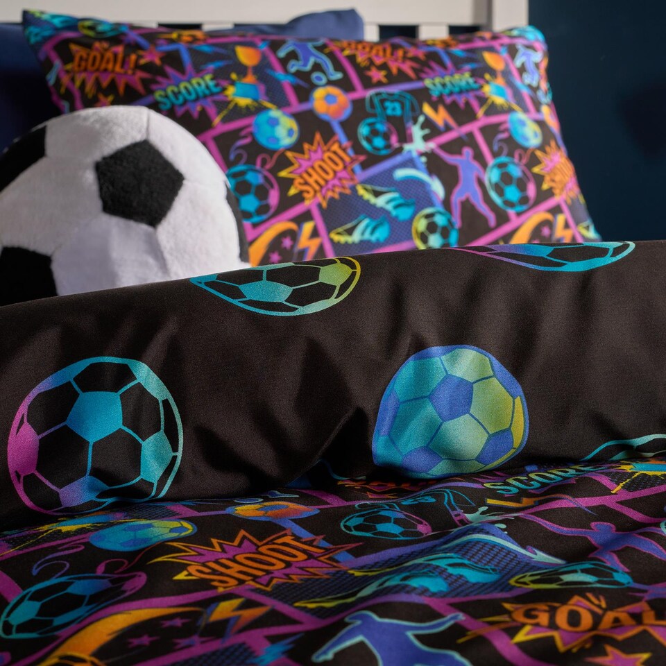 image 1 of OHS Kids Comic Football Reversible Bedding Duvet Cover Set with Pillowcase | Multi | Multi | Single