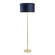 image 1 of ValueLights Charlie Gold Floor Lamp Navy Velvet & Gold Shade & Bulb | Blue