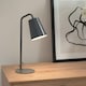 image 2 of ValueLights Bibi Charcoal Grey Arched Stem Metal Classic Table Lamp