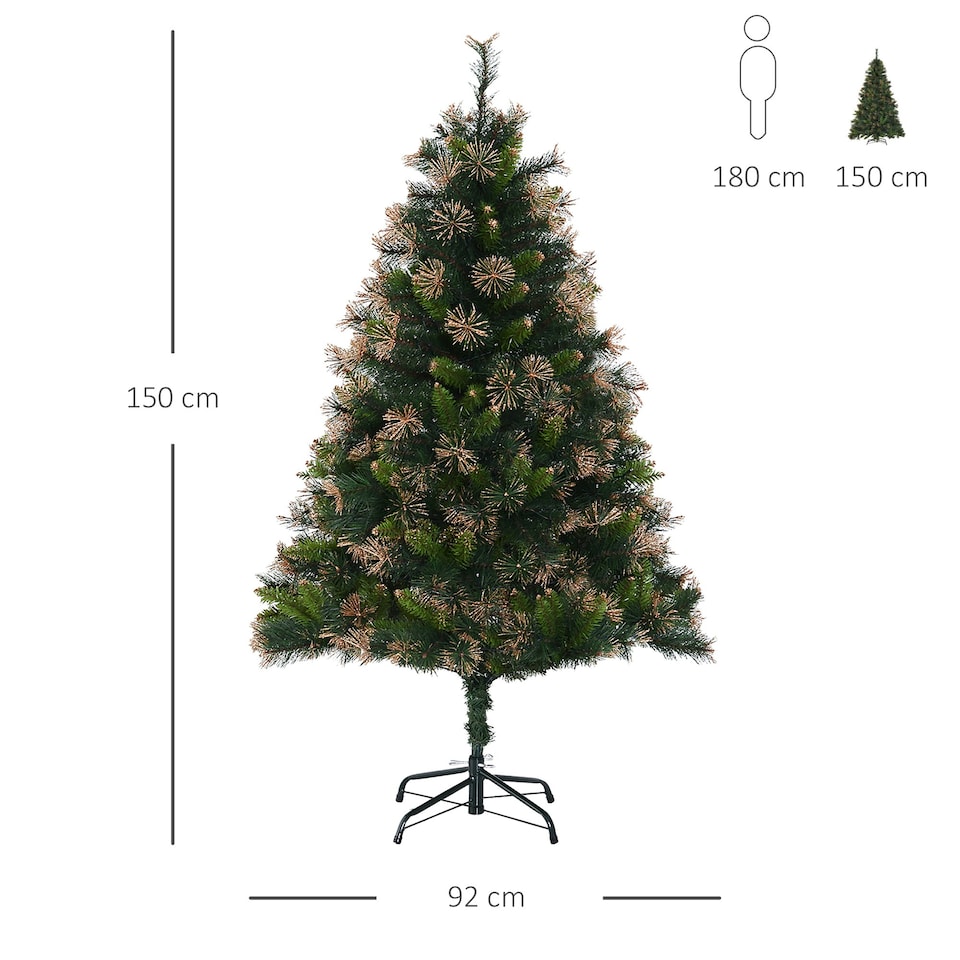 image 1 of HOMCOM 6FT Pre-Lit Christmas Tree Artificial Spruce Tree Holiday Décor Stand