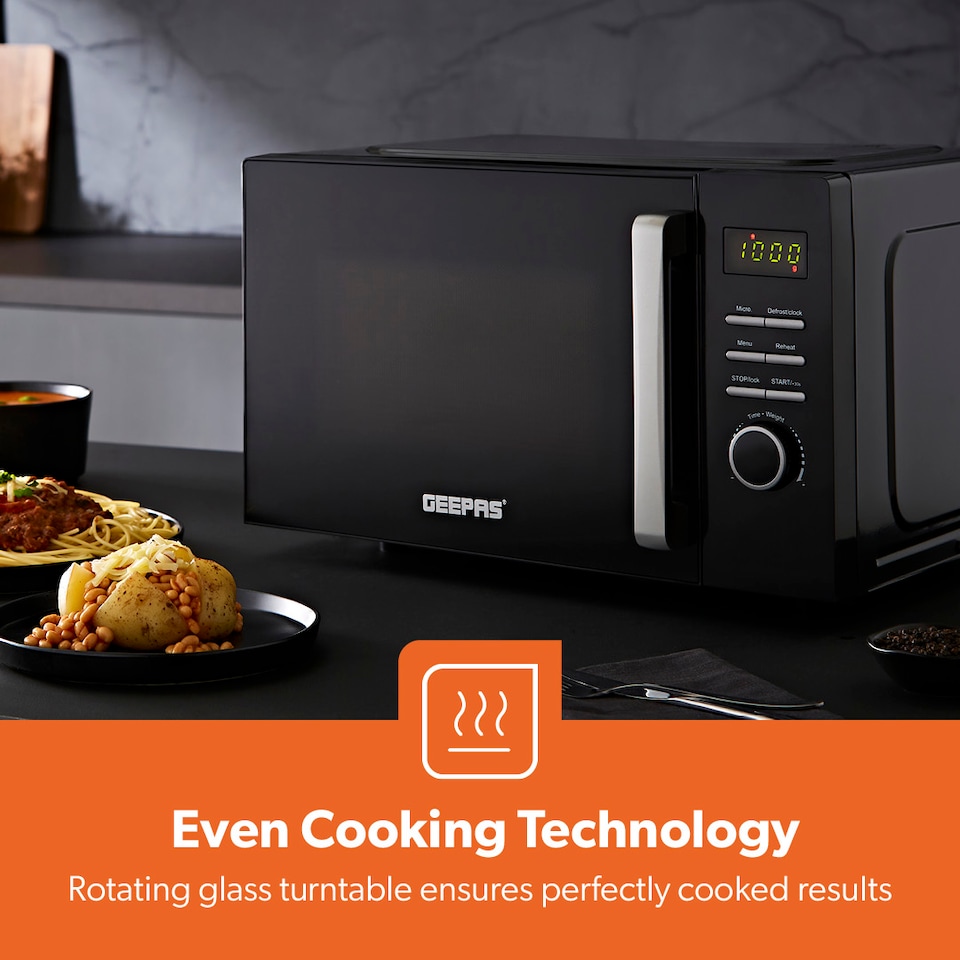 image 1 of GEEPAS 23L Digital Microwave Oven 800W, Black