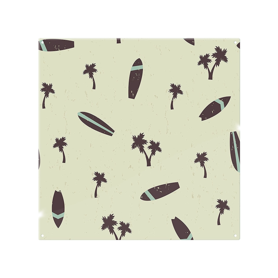 image 1 of Surf Board & Palm Silhouettes Splash Back | White