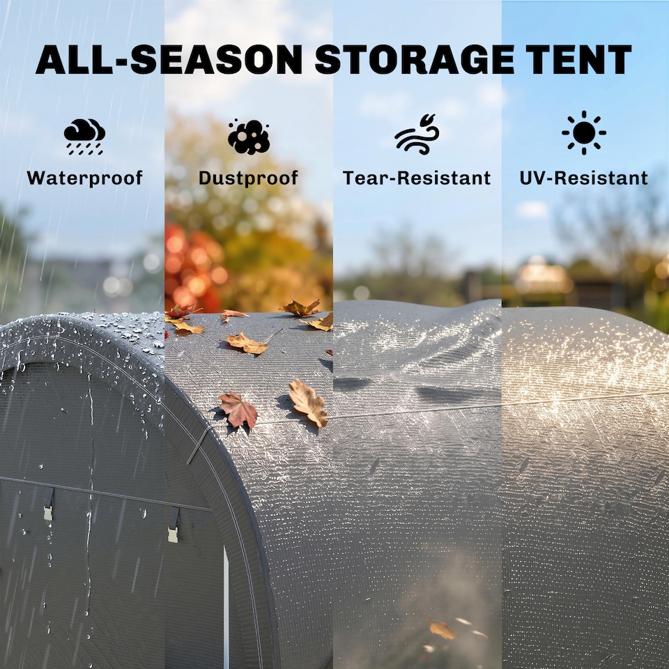 image 1 of Outsunny 3 x 3(m) Garden Storage Tent, Heavy Duty Outdoor Shed, Grey | Grey