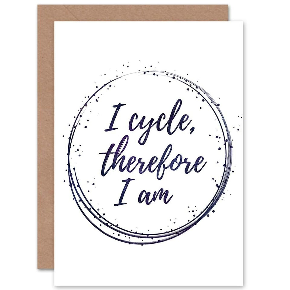 image 1 of I Cycle Therefore Am Cyclist Bike Lover Quote Card