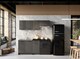 image 5 of Kitchen Cabinets 5 Unit with Sit On Sink Black Grey Complete Kitchenette 180cm DIY Set Fitted Kitchen Package with Worktop Lina