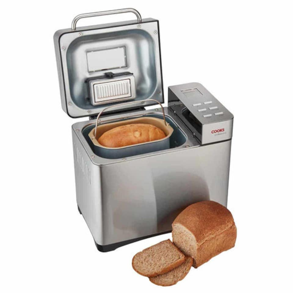image 1 of Cooks Professional Digital Bread Maker Machine with Fruit & Seed Dispenser, 19 Programmes, Delay & Keep Warm Function - Silver