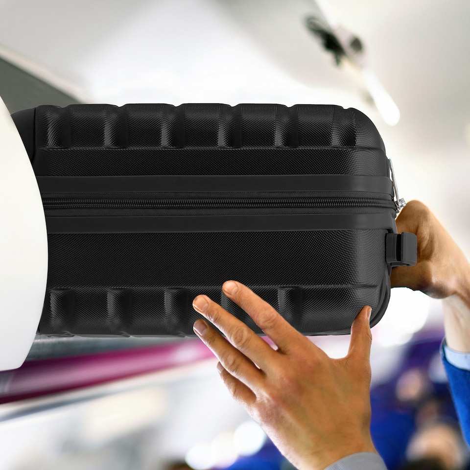 image 1 of 40x20x25cm Ryanair Free Carry-On Maximum Size Cabin Suitcase - Lightweight 4 Wheel ABS Hard Case - Cabin Carry On Hand Luggage Suitcase 100+ Airline Approved Cream | Cream | Cabin Bag
