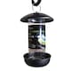 image 1 of Tom Chambers 2 Port Garden Wild Bird Hanging Hammered Steel Black and Silver Seed Feeder