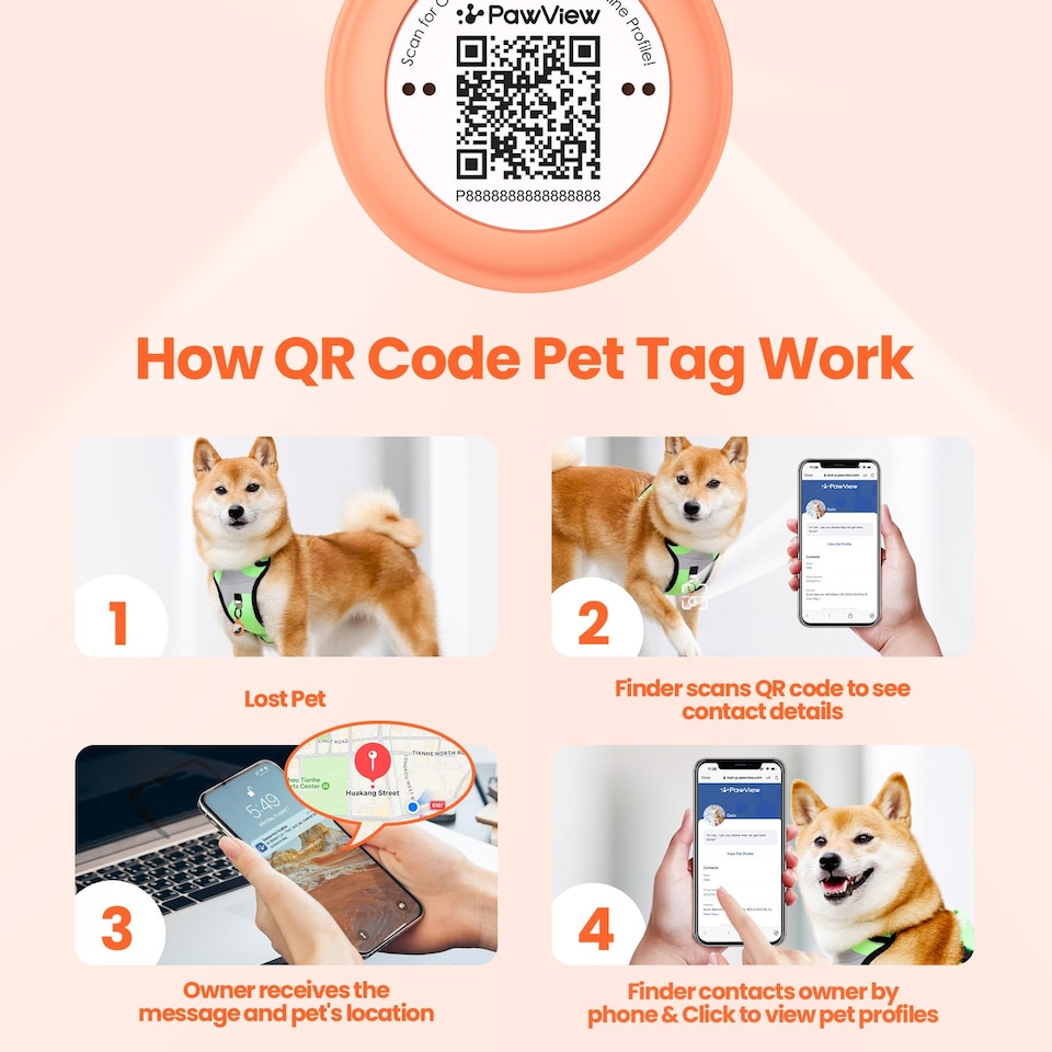 image 1 of AirTag Holder & Collar for Pets GPS Tag & App with Smart QR ID