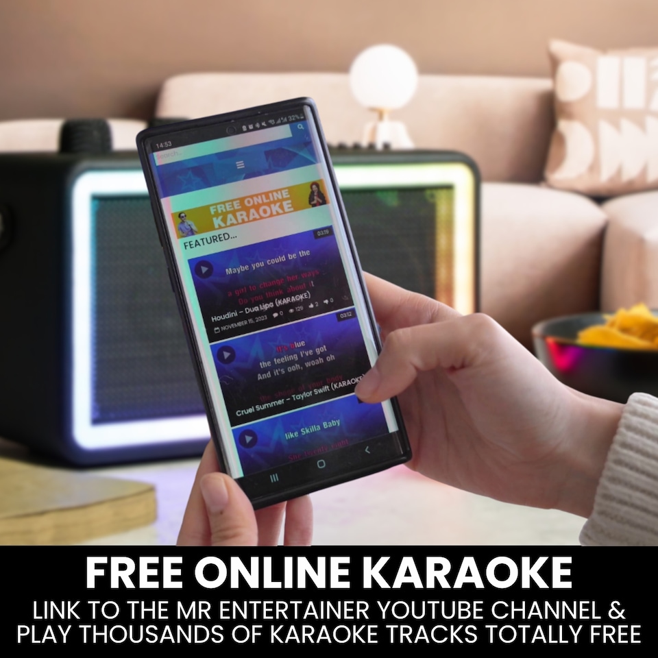 image 1 of Mr Entertainer Neon Compact Karaoke Machine