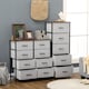 image 7 of HOMCOM Fabric Chest of Drawers, Industrial Bedroom Dresser with 5 Fabric Drawers, Steel Frame and Wooden Top for Nursery, Living Room, Hallway, Grey