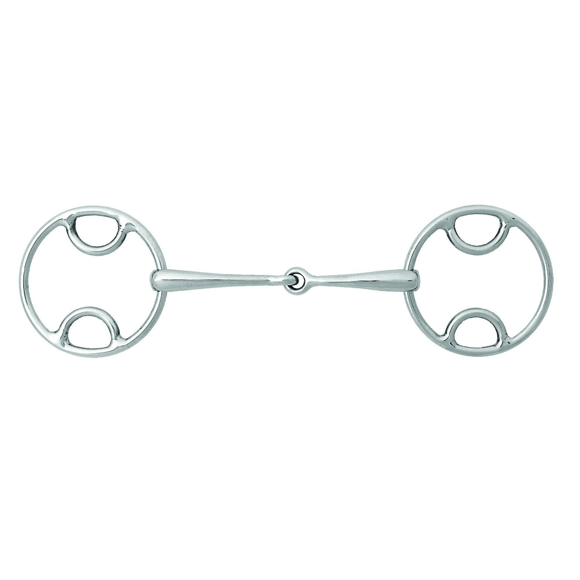 Korsteel Stainless Steel Jointed Beval Loose Ring Snaffle Bit - Silver - 5.5in