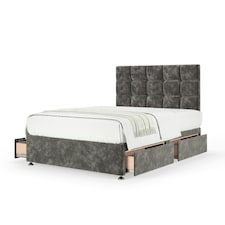 Memory Maestro Memory Foam Charcoal Chenille 4 Drawer Divan Set And Pearl Headboard King Size