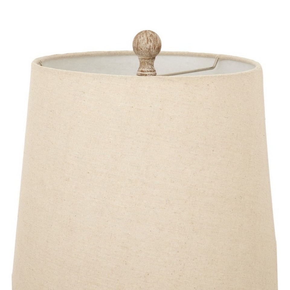 image 1 of Chiaro Candlestick Table Lamp with Linen Shade - Resin - L25 x W25 x H80 cm - Brown