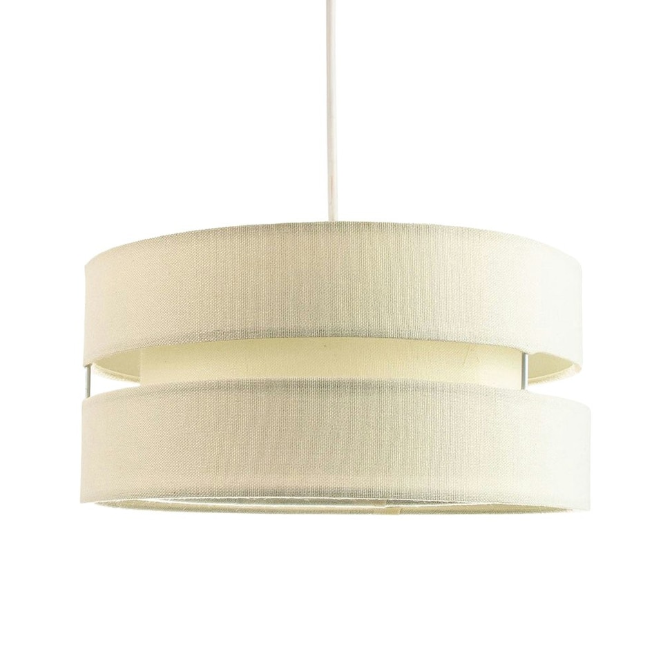 image 1 of Contemporary Quality Cream Linen Fabric Triple Tier Ceiling Pendant Light Shade