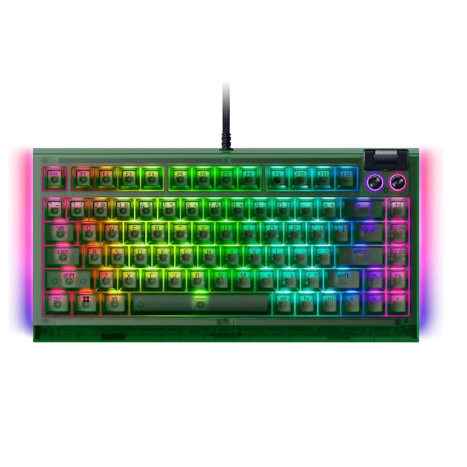 image 1 of BlackWidow V4 75% Phantom Green Editon - Hot-swappable Mechanical Gaming Keyboard (Orange Tactile Switches, media roller with 2 dedicated media buttons) US Layout | Phantom Green