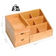 image 5 of HOMCOM Desk Organiser Holder, Bamboo Multi-Function Storage Caddy with 7 Storage Compartments and 2 Drawers for Home Office Stationary Supplies, Natural Bamboo