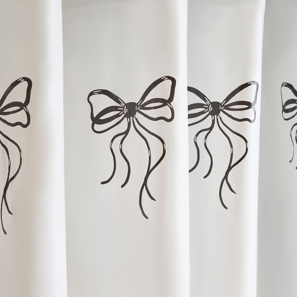 image 1 of OHS Bows Mould Proof Shower Curtain with 12 Hooks | White | Monochrome
