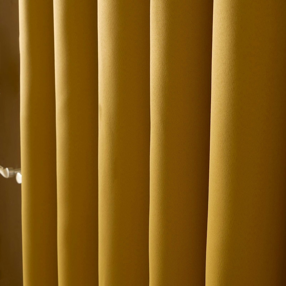 image 1 of OHS Blackout Thermal Insulated Eyelet Curtains, 66x72" - Ochre Yellow
