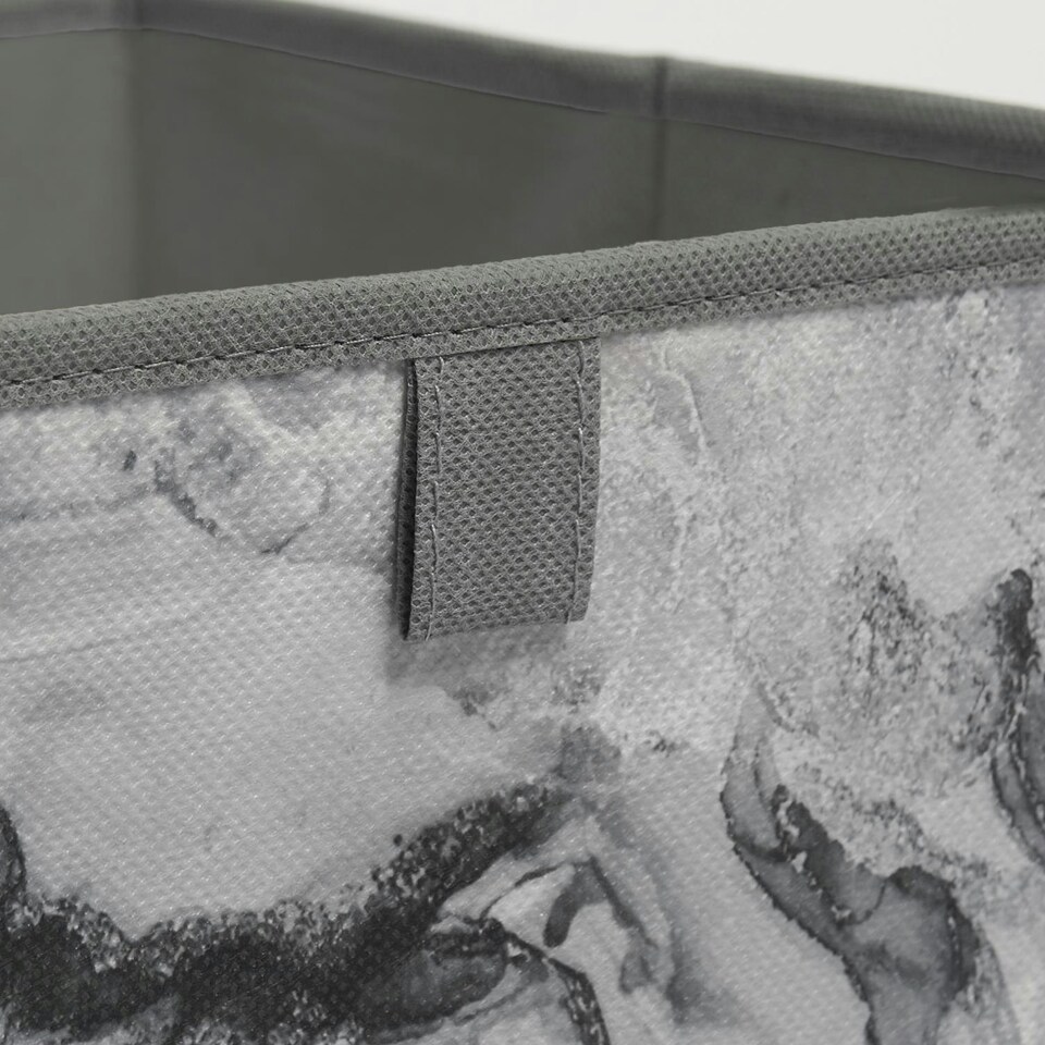 image 1 of OHS 2 Pack Folding Storage Marble Print Cubes Space Saving Home Bedroom Clothes Toy Organiser Grey