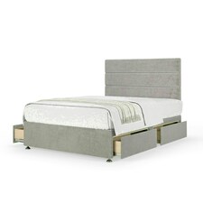 Seal Grey Naples Velvet 4 Drawer Divan Base and Milan Headboard King Size